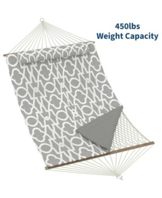 2 in 1 Outdoor Hammock with Cotton Rope and Polyester Pad for Patio, Backyard, Garden, Beach