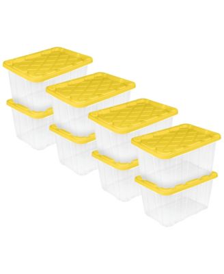 Industrial Storage Box with Carrying Handles, 27 Gal, 8 Pack