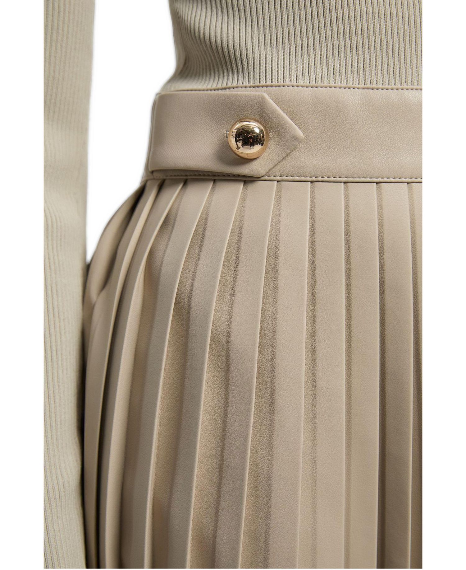 Women's Square Neck Pleated PU Skirt Mini Dress