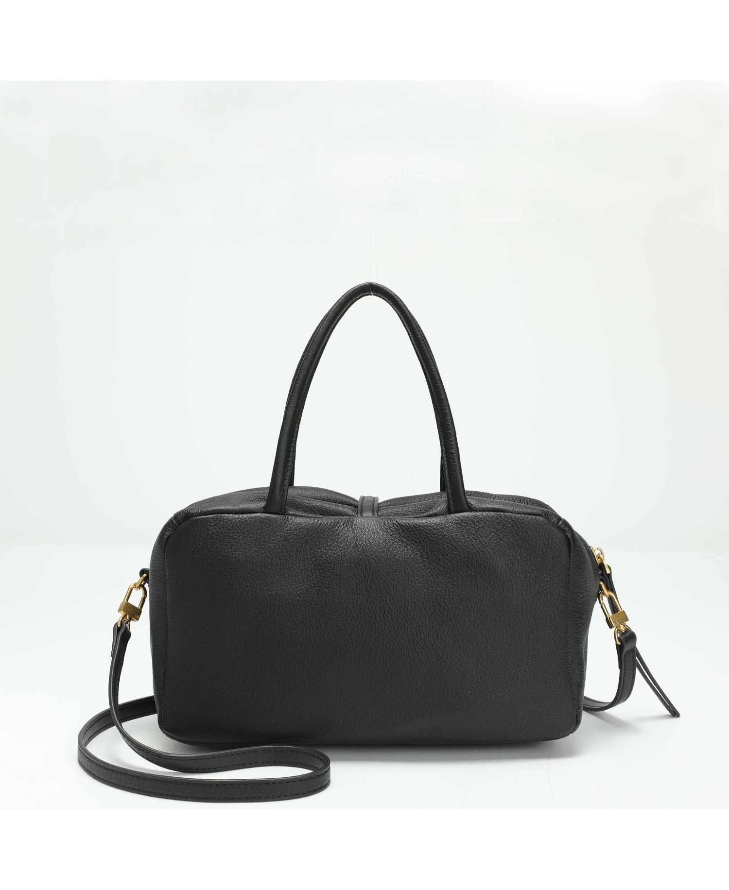 Madison Soft Pebbled Leather Mini Top Handle Satchel Crossbody Bag Small Structured Camera Handbag