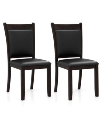 Set of 2 Faux Leather Dining Side Chairs with Cushioned Seat for Kitchen and Dining Room