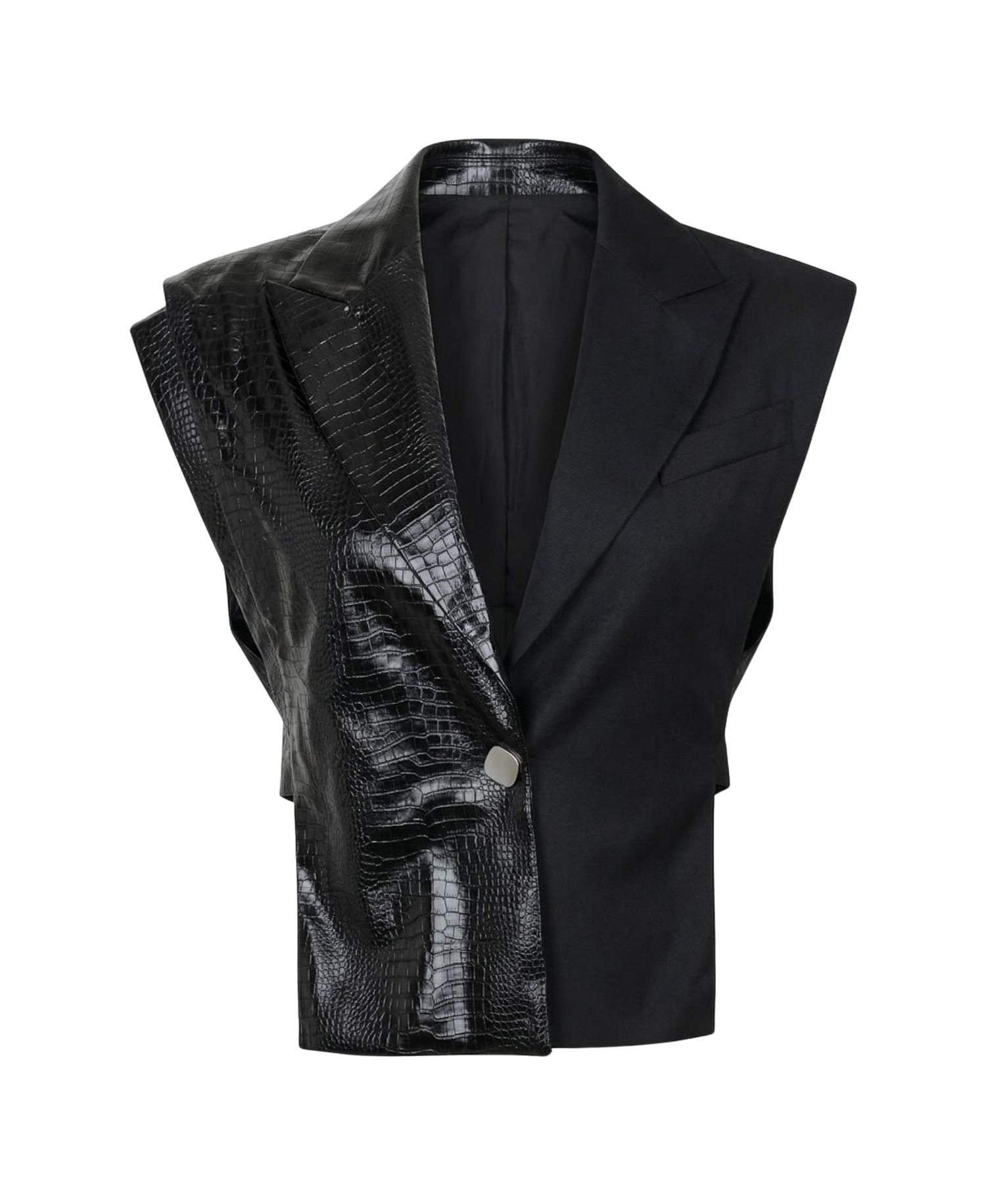 Women's Mixed Texture Sleeveless Blazer