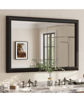48" x 32" Inch Thick Metal Framed Wall Mirrors for Bedroom, Rectangle Wall-Mounted Mirrors