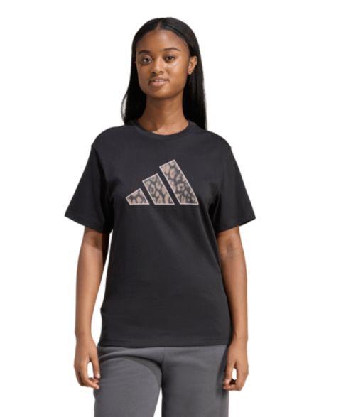 Женская футболка adidas Animal Print Short-Sleeve Cotton, цвет: Чёрный
