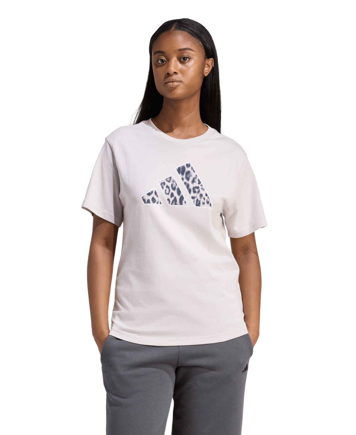 adidas Women's Animal Print Short-Sleeve Cotton T-Shirt