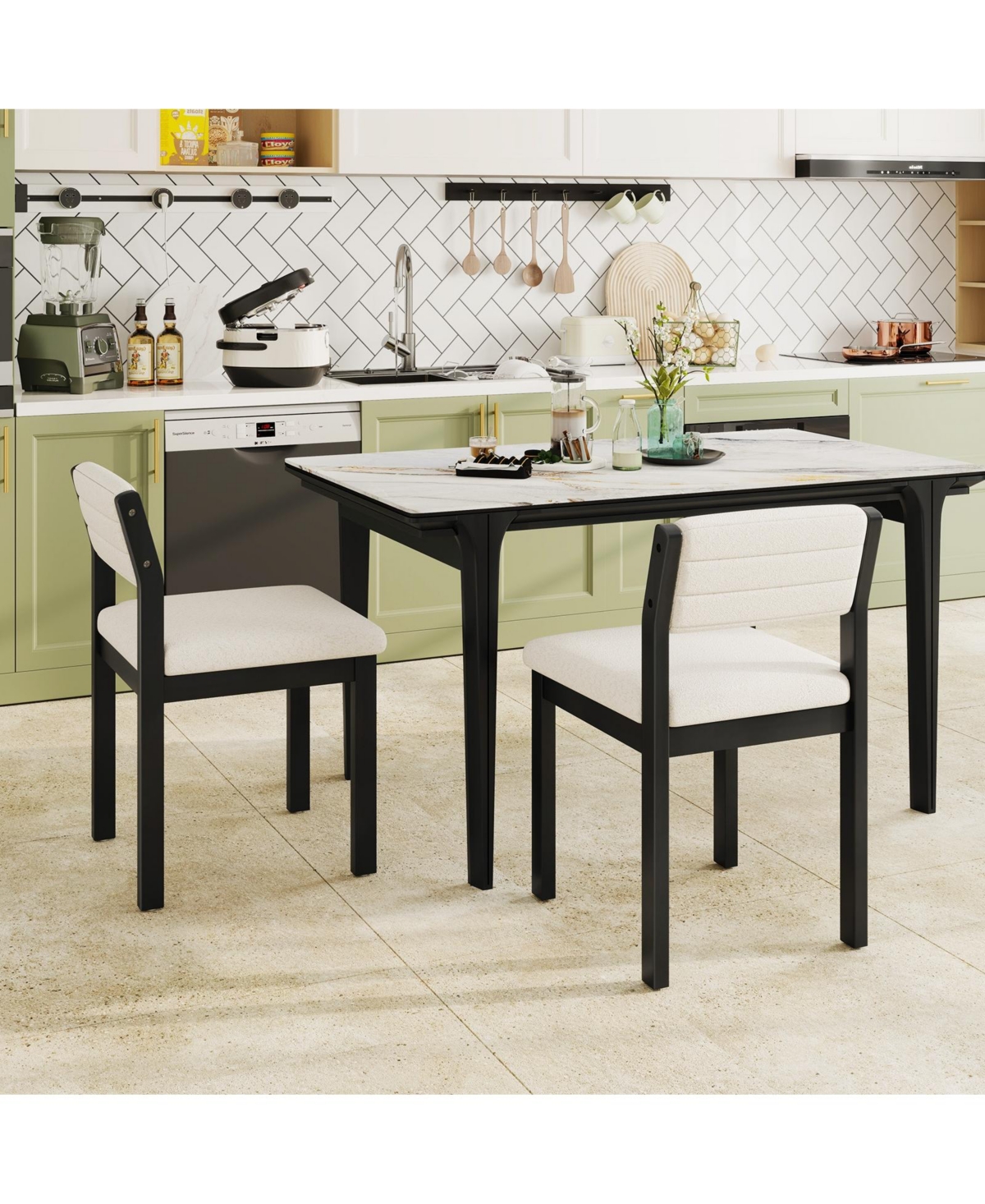 Slickblue Modern Armless Dining Chairs Set of 2 with Sherpa Upholstery and Wood Frame