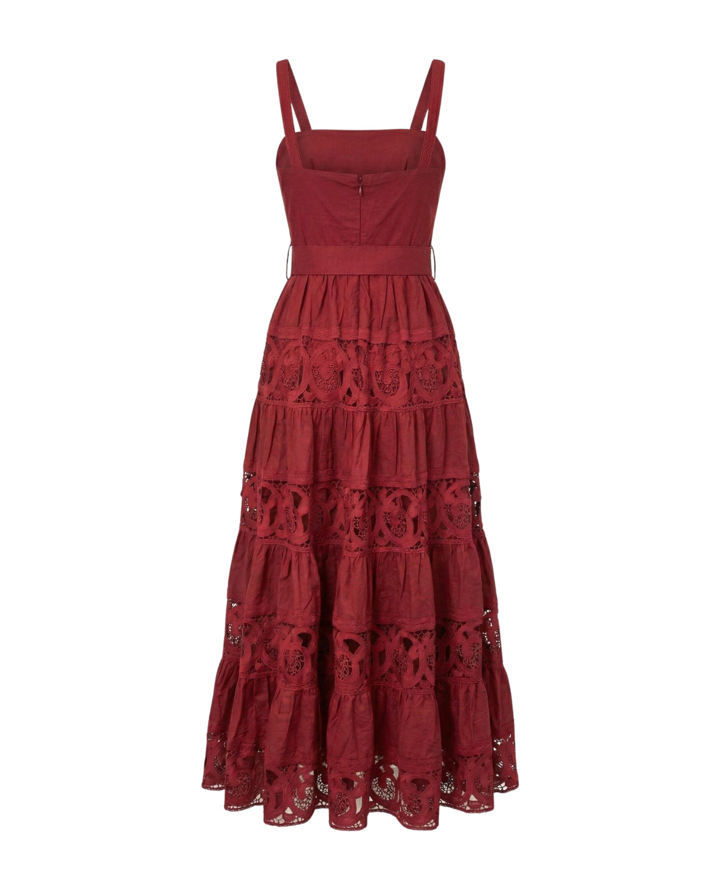 Женское платье Modenaire Belted Tiered Lace Square-Neck Midi — фото 7