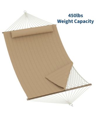 2 in 1 Outdoor Hammock with Cotton Rope and Polyester Pad for Patio, Backyard, Garden, Beach