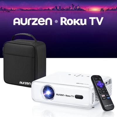 Portable Mini Roku TV Projector with Carrying Case, Roku Built-in, Dustproof Tech, 1080p FHD, DoIby Audio, Auto Focus and Keystone