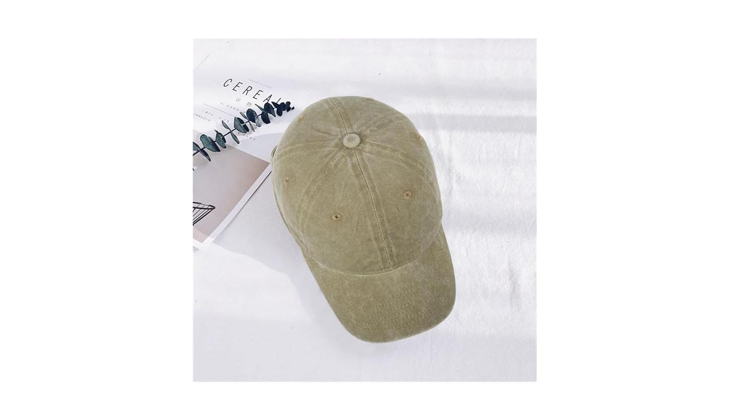 Мужская кепка Furlihong Washed Distressed Twill Cotton - Vintage Adjustable Dad for Men Women, цвет: Тёмный бежевый — фото 6