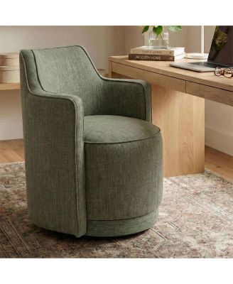 Swivel Home Office Chair, Fabric Upholstered Barrel Desk Chair, 1 Pc