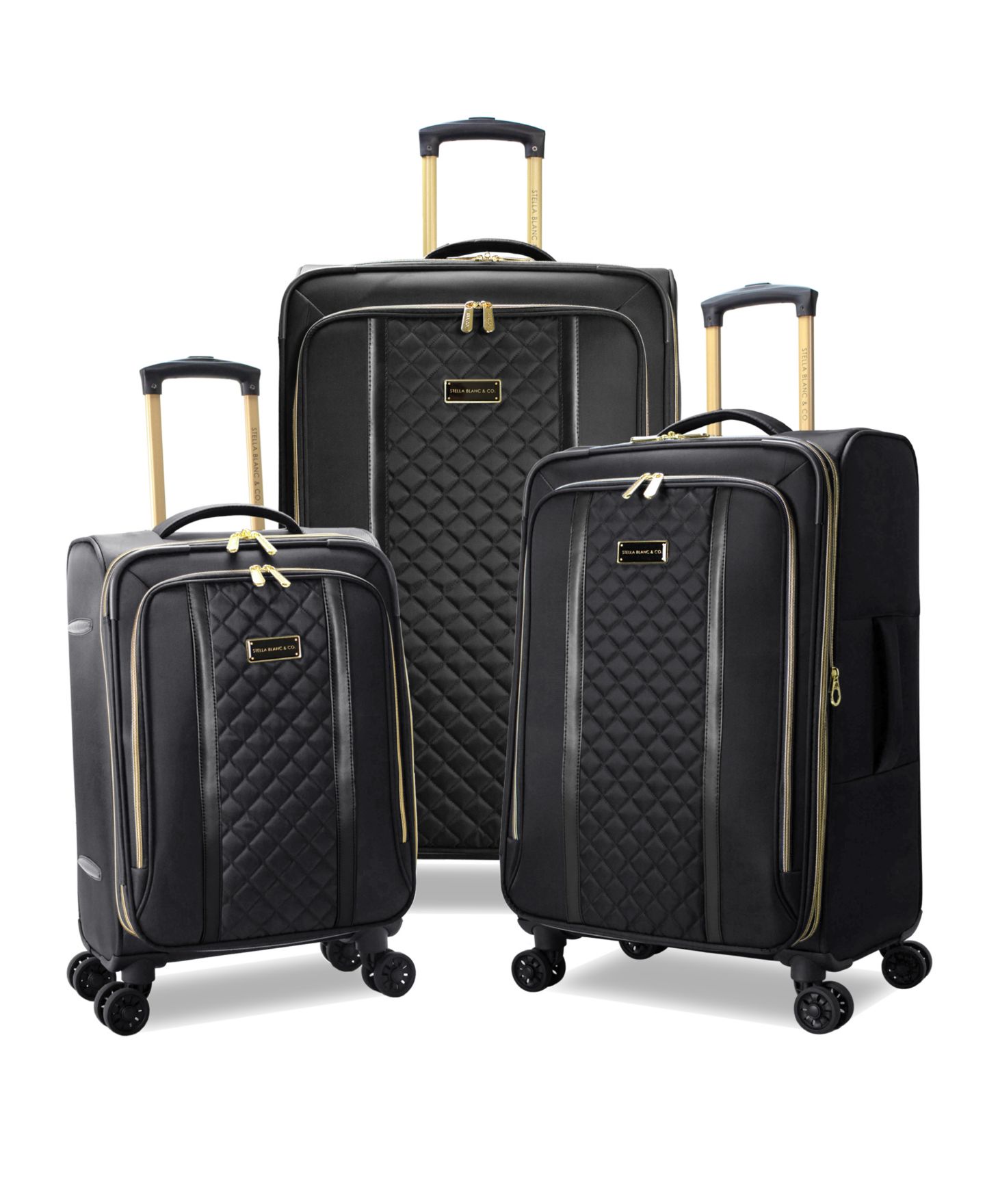 Чемоданы STELLA BLANC Sloane 3-Piece Softside Expandable Spinner Luggage Set, цвет: Чёрный — фото 1