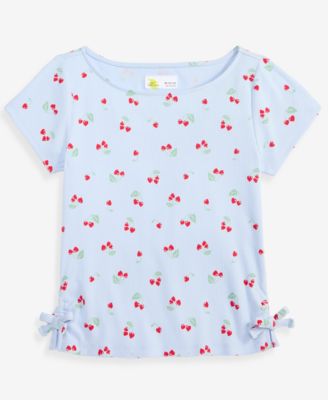 Girls' 5-20 Cherries-Print Ribbed T-Shirt