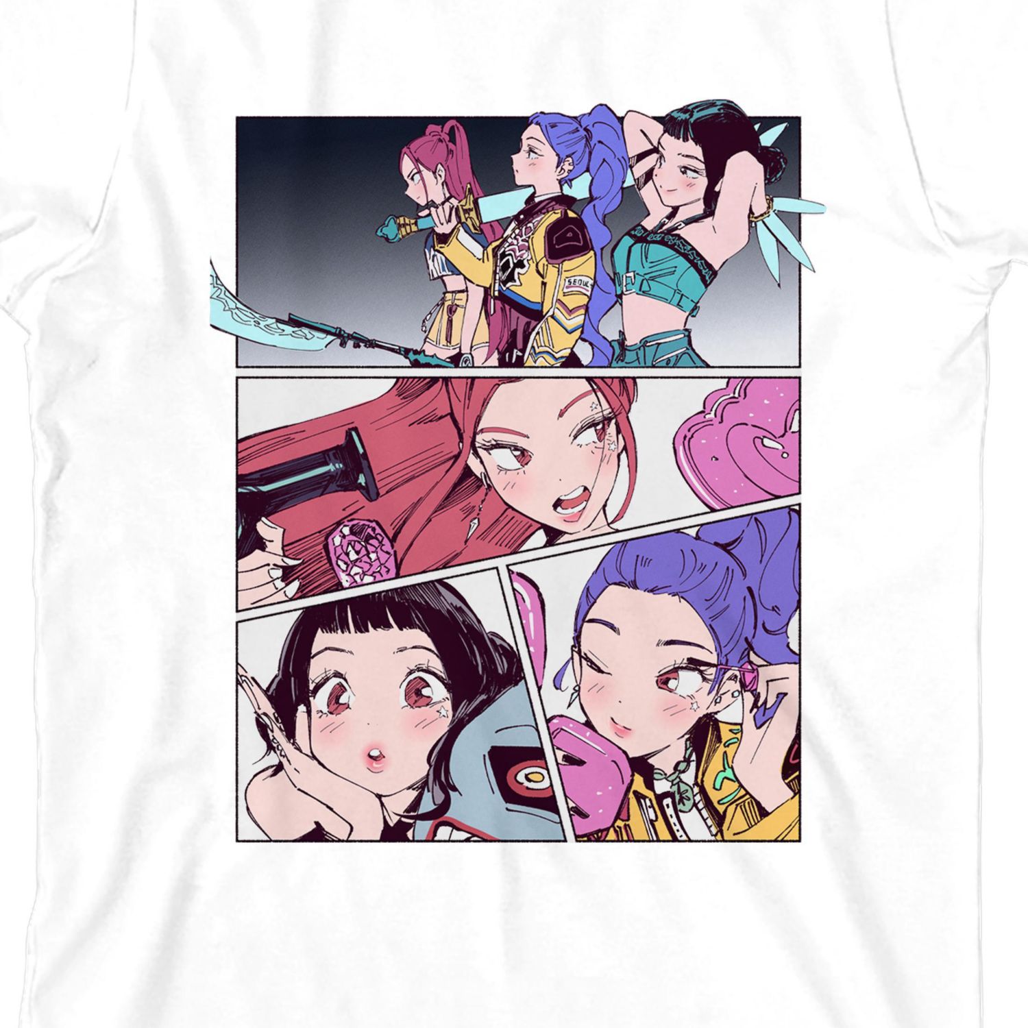 Big Boys Huntr/X Panel Art Youth White Crew Neck Short Sleeve T-shirt