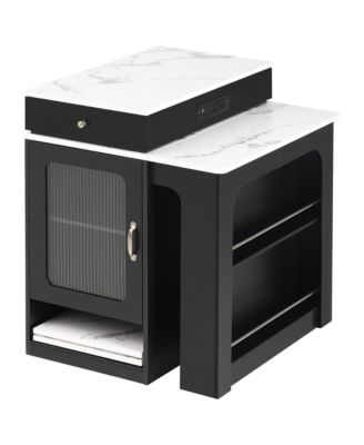 K&K 59.5" Kitchen Island with Extendable Dining Table, Kitchen Storage Table with Double-sided Storage for Kitchen, Dining Room
