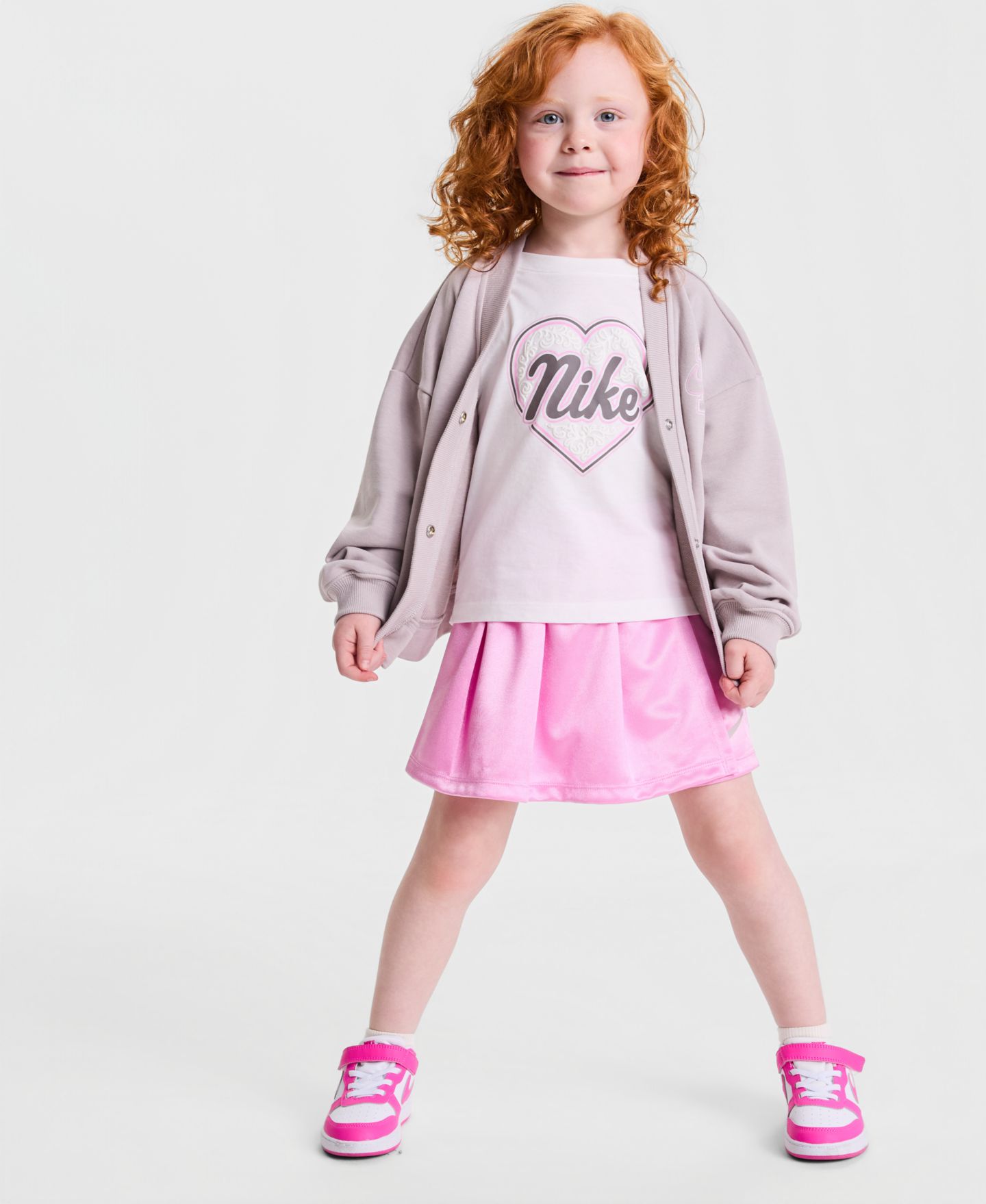 Детский комплект Nike Juxta для девочек: топ и юбка-шорты, 2T-6X, цвет: Серый — фото 2