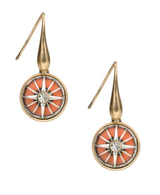 Patricia Nash Gold-Tone Plated Small Aqua Dangle Earrings - Two-Tone