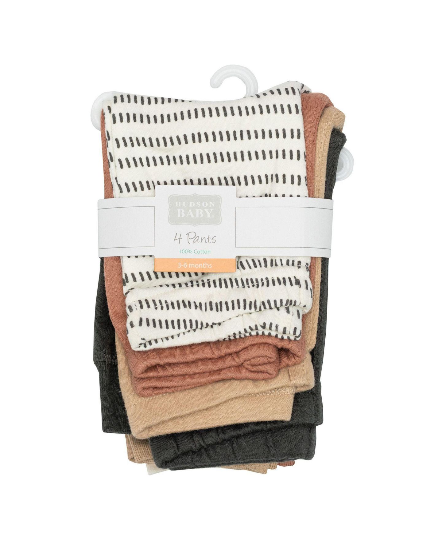 Леггинсы Hudson Baby 4piece Cotton Pants and Leggings, Modern Neutral Strip для мальчиков-малышей, цвет: Нейтральный полосатый — фото 2