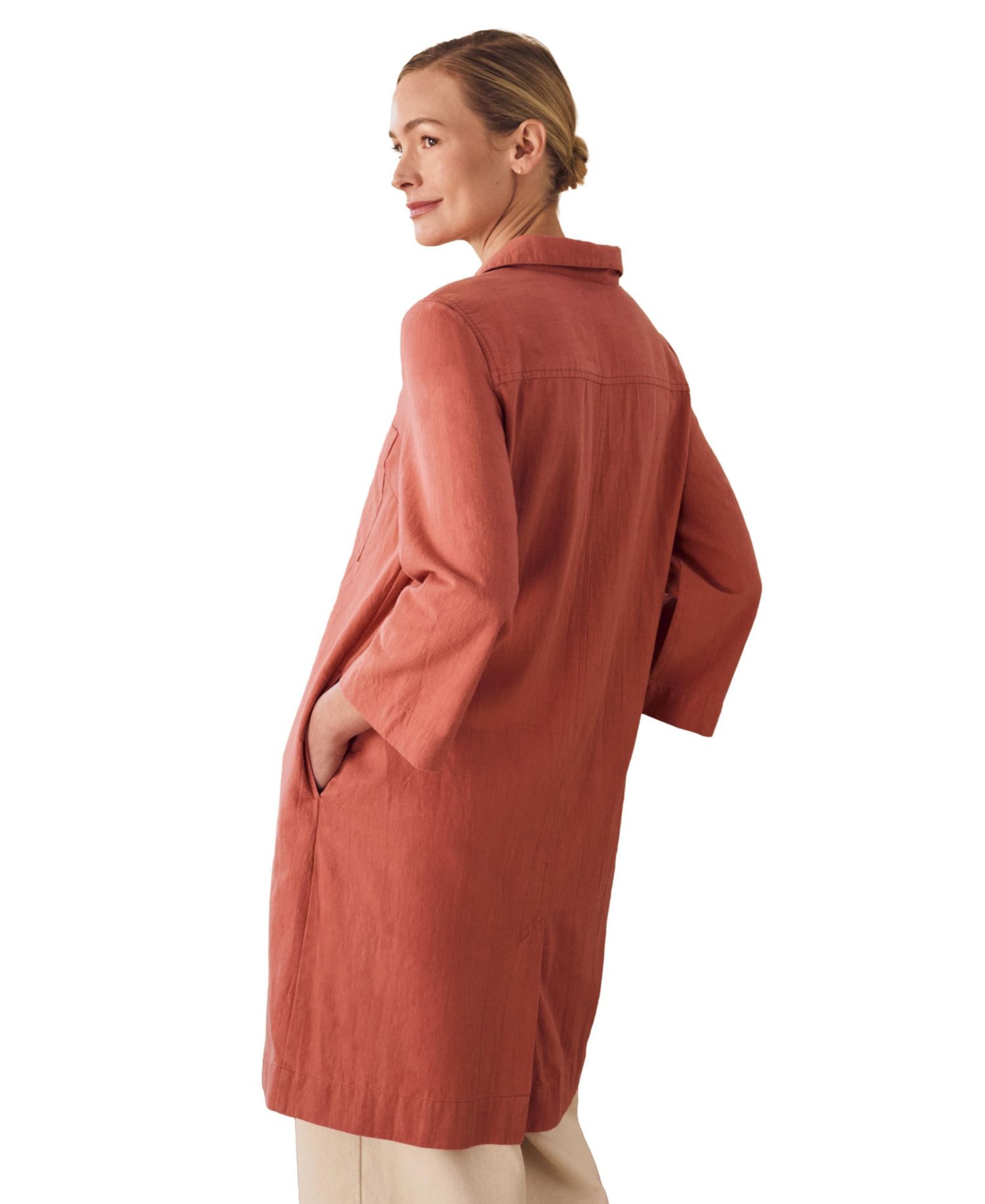 Women's Placket Detail Knee Length Dress
