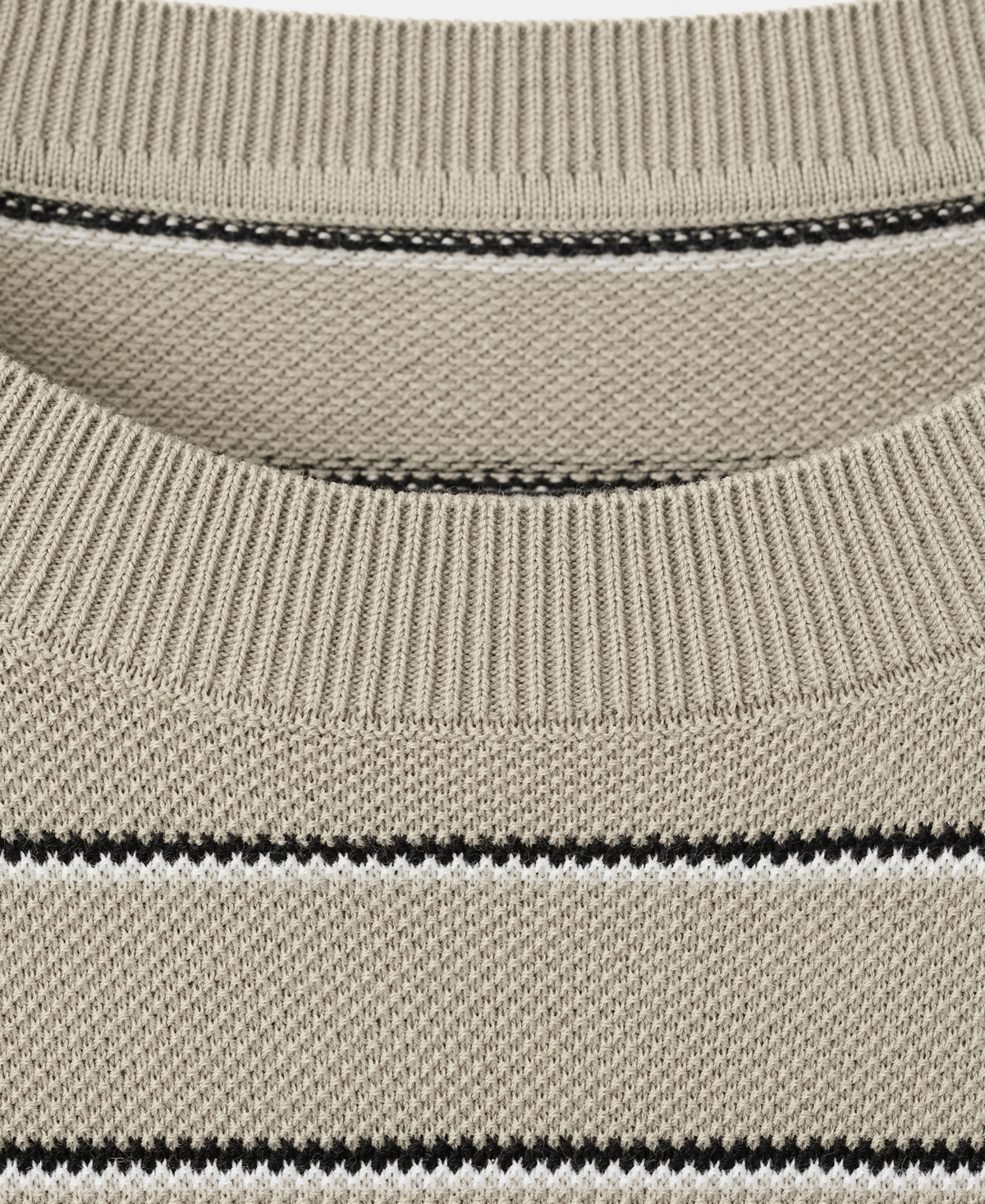 Mango Men's Striped Knit Cotton T-Shirt