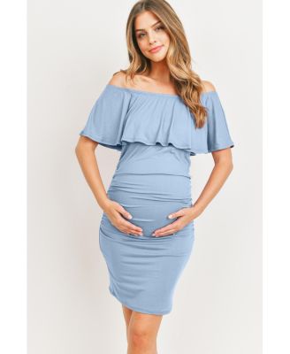 Maternity Off-The-Shoulder Ruffle Bodycon Dress