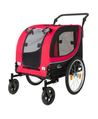 2-in-1 Bike Trailer and Pet Stroller for Dogs up to 100 lbs, Foldable Pet Carrier Cart with Air-Filled Wheels