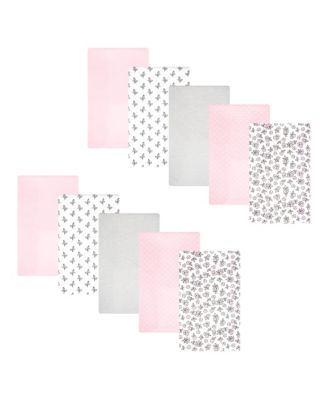 Girl Cotton Poly Flannel Burp Cloths 10-Pack, Pink Primrose, One Size