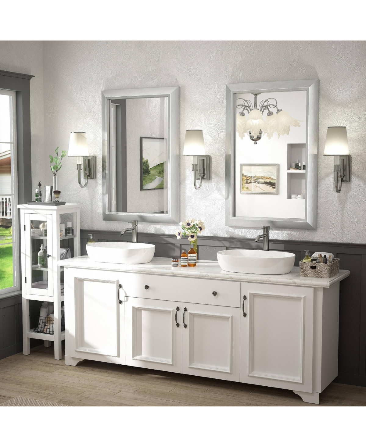 Apmir 24" x 36" Inch Thick Metal Framed Wall Mirrors for Bedroom