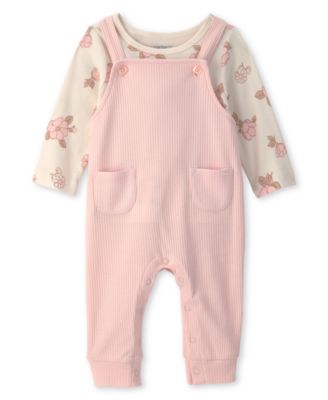 Baby Girl's Floral Bodysuit and Overall 2-Piece Set