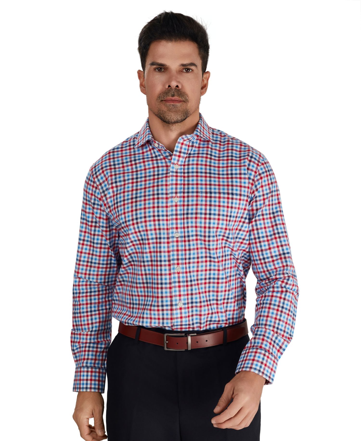 Men's Fashion Plaid Pattern Poplin Shirt