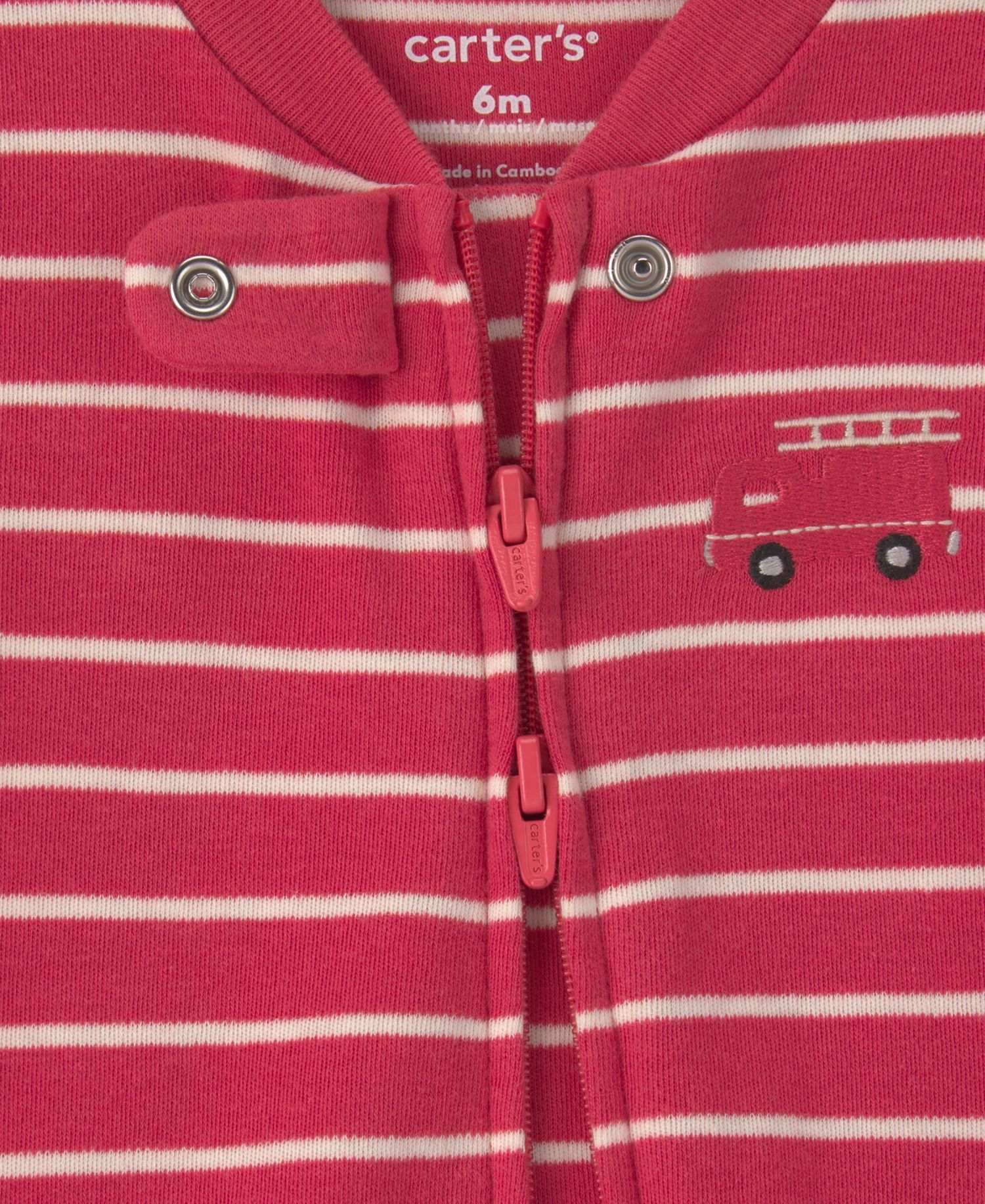 Baby Boy's Firetruck Striped 2-Way Zip Sleep & Play