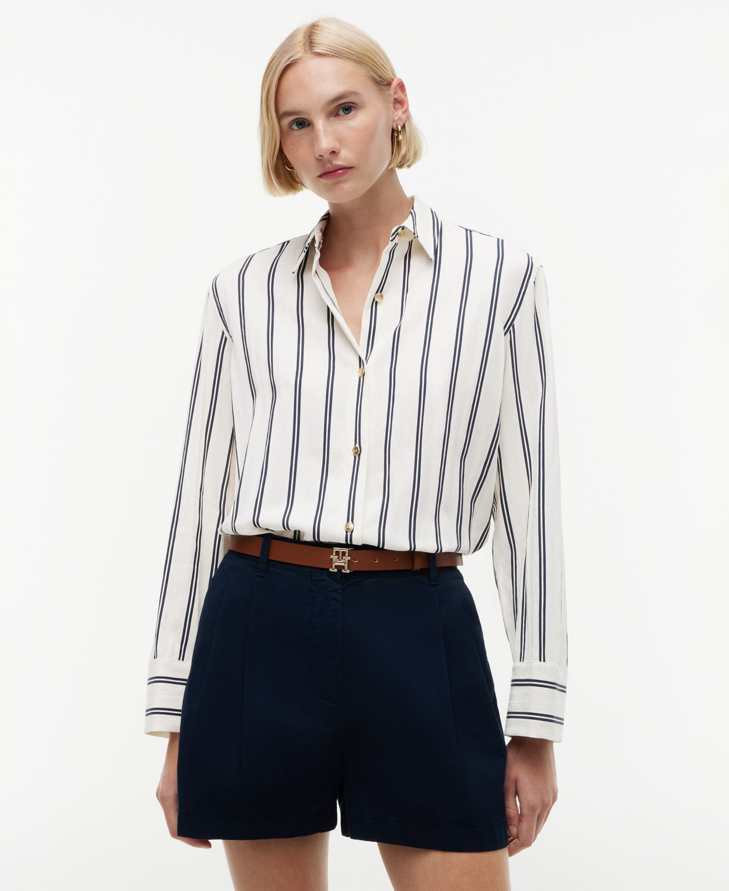 Women's Linen Nautical Stripe Shirt