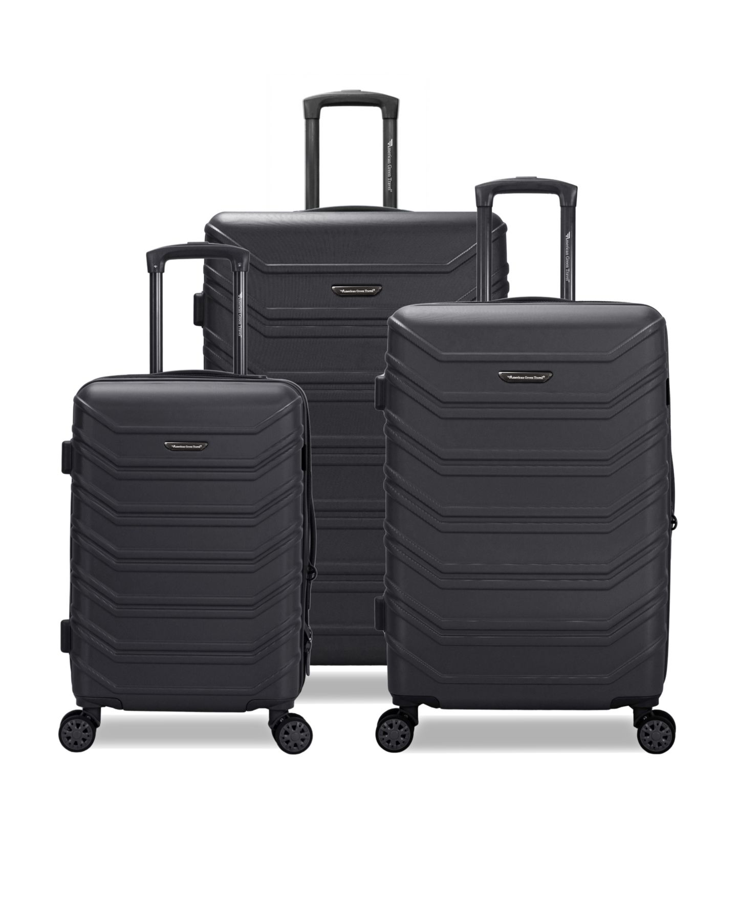 Чемоданы American Green Travel Westford 3-Piece Hardside Expandable Spinner Luggage Set, цвет: Чёрный — фото 2