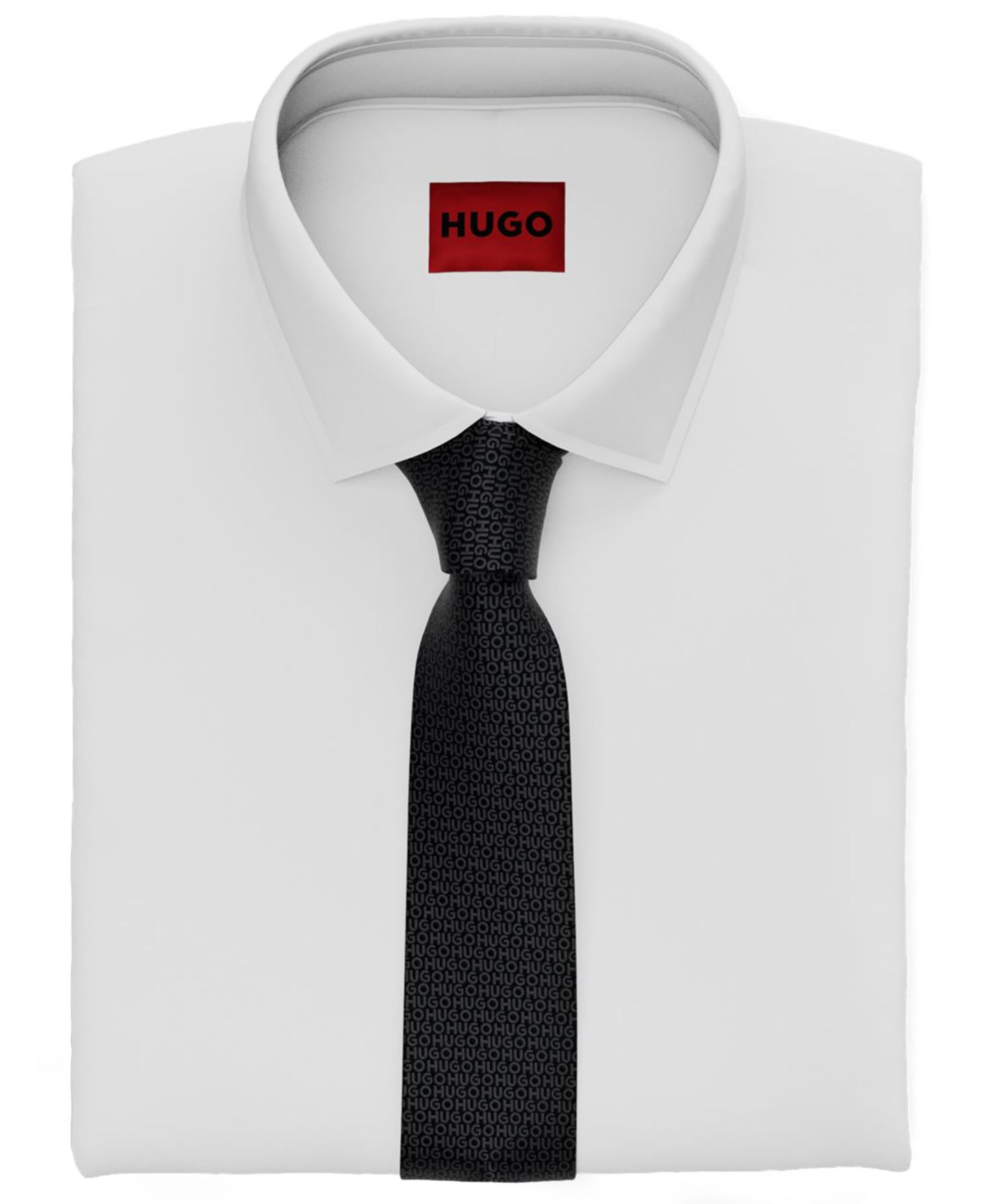 Мужской узкий шёлковый галстук Hugo Boss, цвет: Чёрный, вариант 1 — фото 2