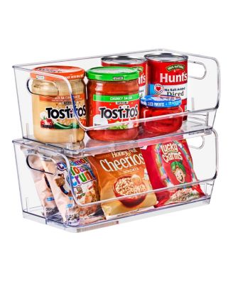 2 Pack Small Wide Open Front Stackable Storage Bins for Kitchen and Pantry Organization