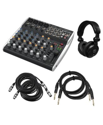 XENYX 1202SFX Premium Analog 12-Input Mixer with USB Interface, Bundle with TAPH100 Headphones, 2x Instrument and Microphone Cables