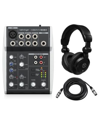 XENYX 502S Premium Analog 5-Channel Mixer, Bundle with TAPH100 Headphones and XLR Microphone Cable