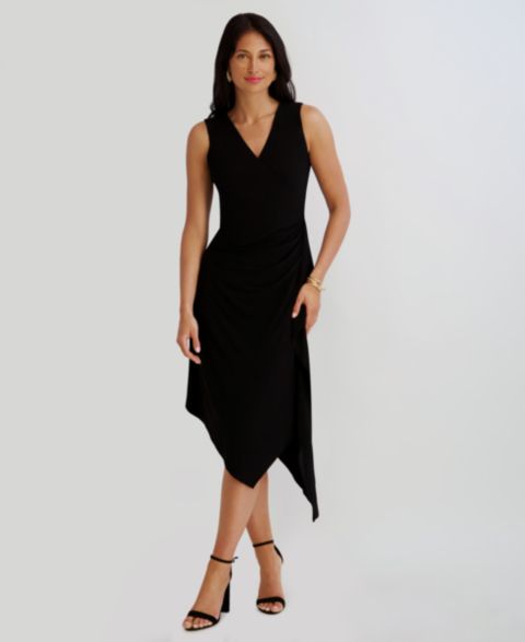 Женское платье Kensie Asymmetrical Midi, цвет: Чёрный