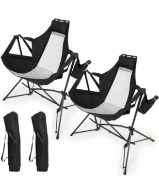 Hammock Camping Chairs Set of 2, with Adjustable Backrest, Aluminum Alloy, with Pillow Cup Holder, for Lawn Camp Fishing Hiking