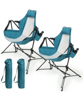 Hammock Camping Chairs Set of 2, with Adjustable Backrest, Aluminum Alloy, with Pillow Cup Holder, for Lawn Camp Fishing Hiking