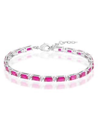 Emerald-Cut and Round CZ Tennis Bracelet