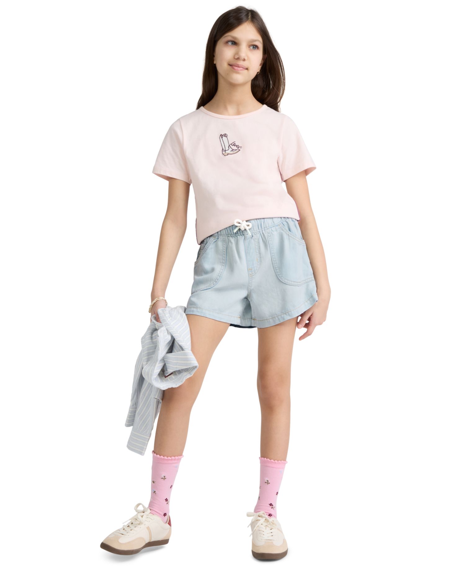 Girls' 7-16 Denim Parachute Shorts