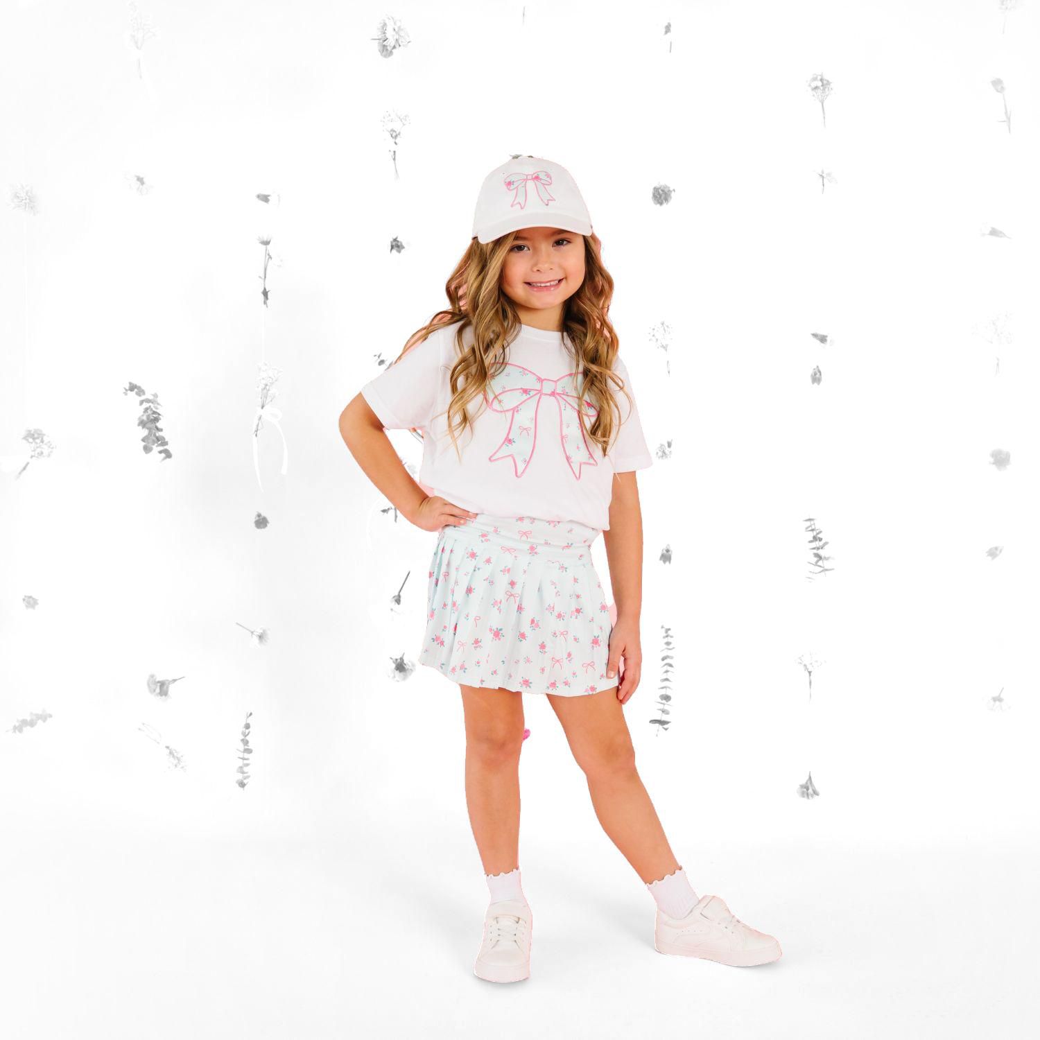 Baby Girls Floral Bow Patch Short Sleeve T-Shirt