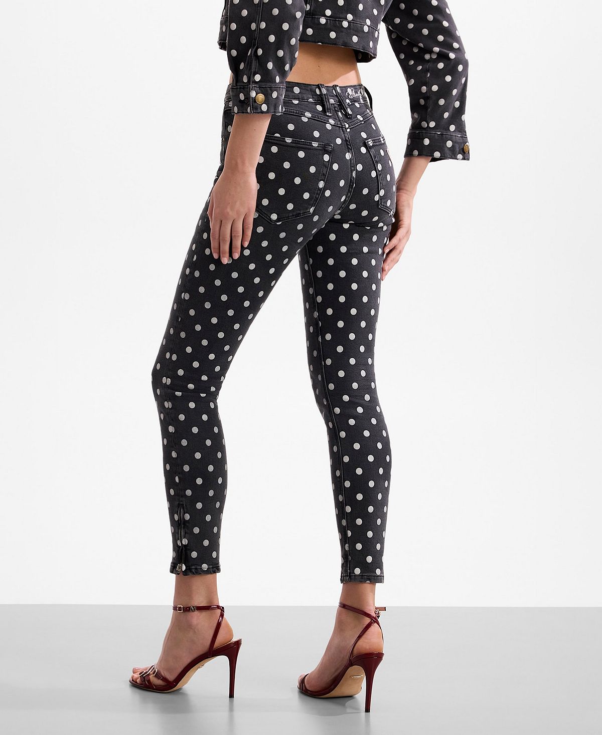 GUESS Women's Marilyn 3-Zip Anniversary Skinny Jeans view 3 — MAYCSS fashion products