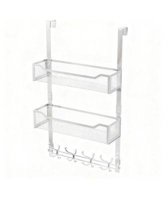 16 Hooks Over Door Organizer with Mesh Baskets for Space Saving Storage