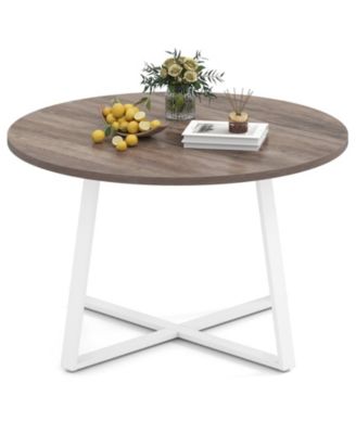 47 in Round Dining Table with X-Shaped Base and Thickened Tabletop