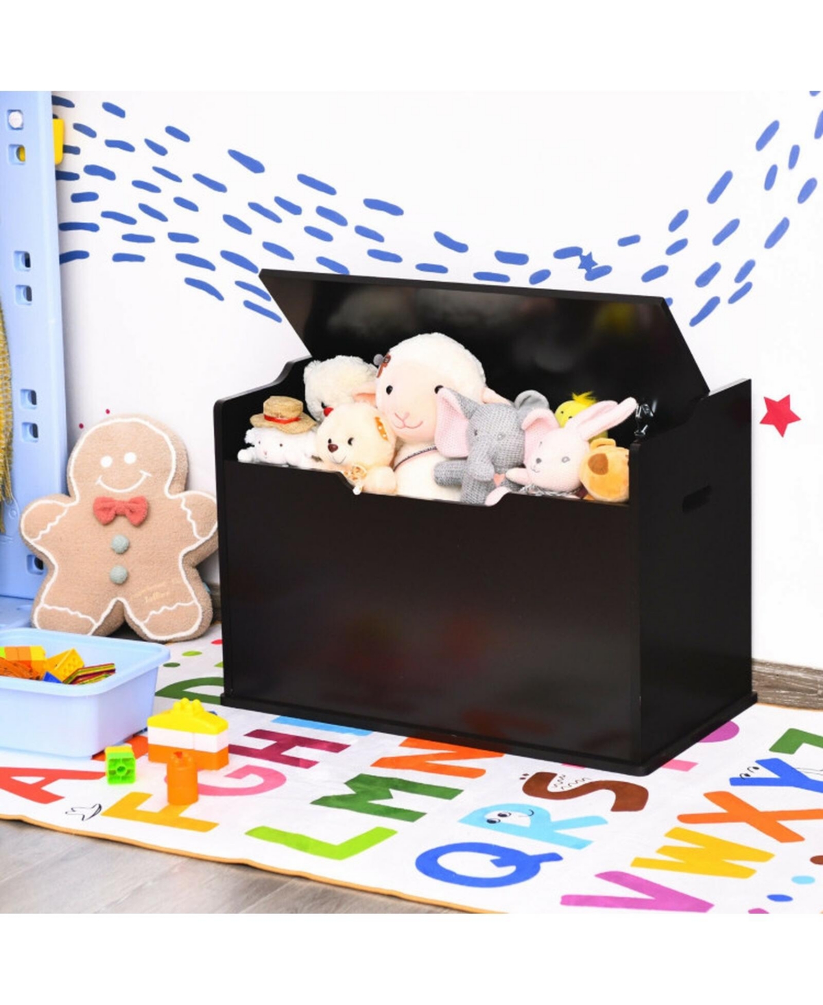 Gouun Flip-Top Kids Toy Storage Chest and Bench with Cushioned Seat