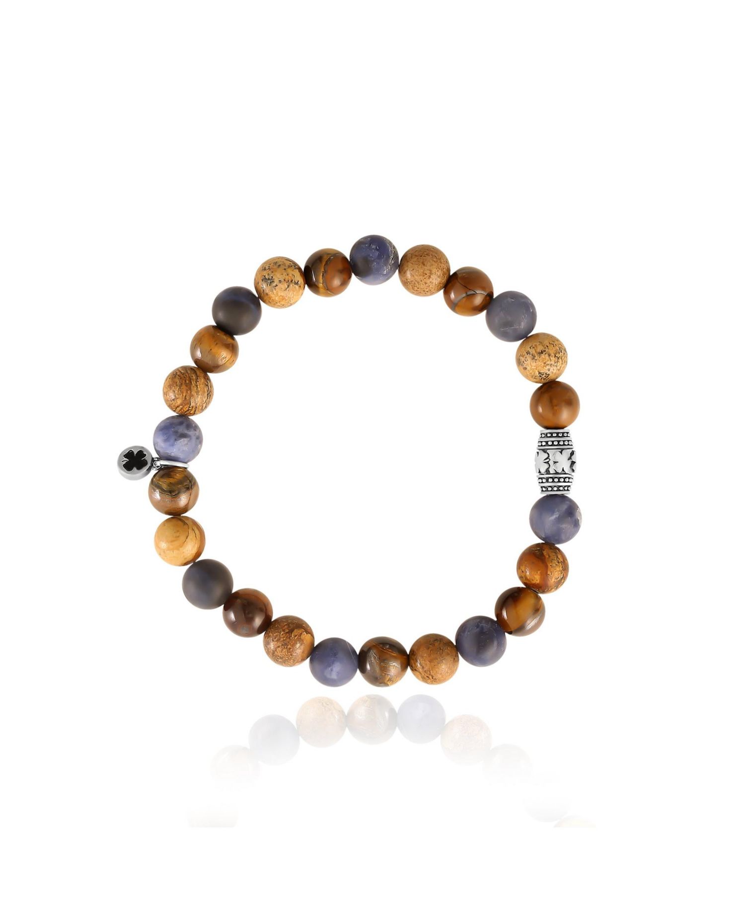 Sodalite, Picture Jasper and Tigers Eye Beaded Elastic Bracelet
