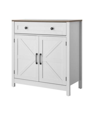 Coffee Bar Cabinet, Farmhouse Coffee Bar Table with Drawer, Buffet Stand Cabinet with 2 Barn Door, Sideboard Buffet Station for Living Room