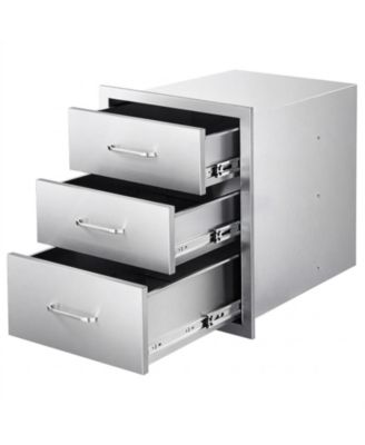 Triple-Access Stainless Steel Outdoor Kitchen Drawers 18.11in W x 23.23in D x 23.23in H